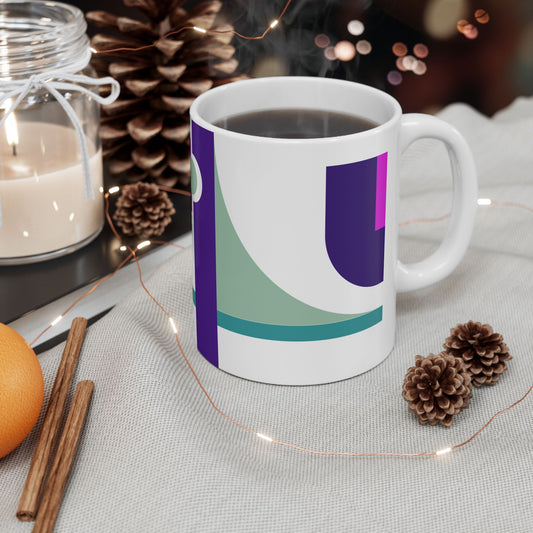 Magenta, Purple & Teal Abstract Geometry Coffee Mug | 11 oz Mug