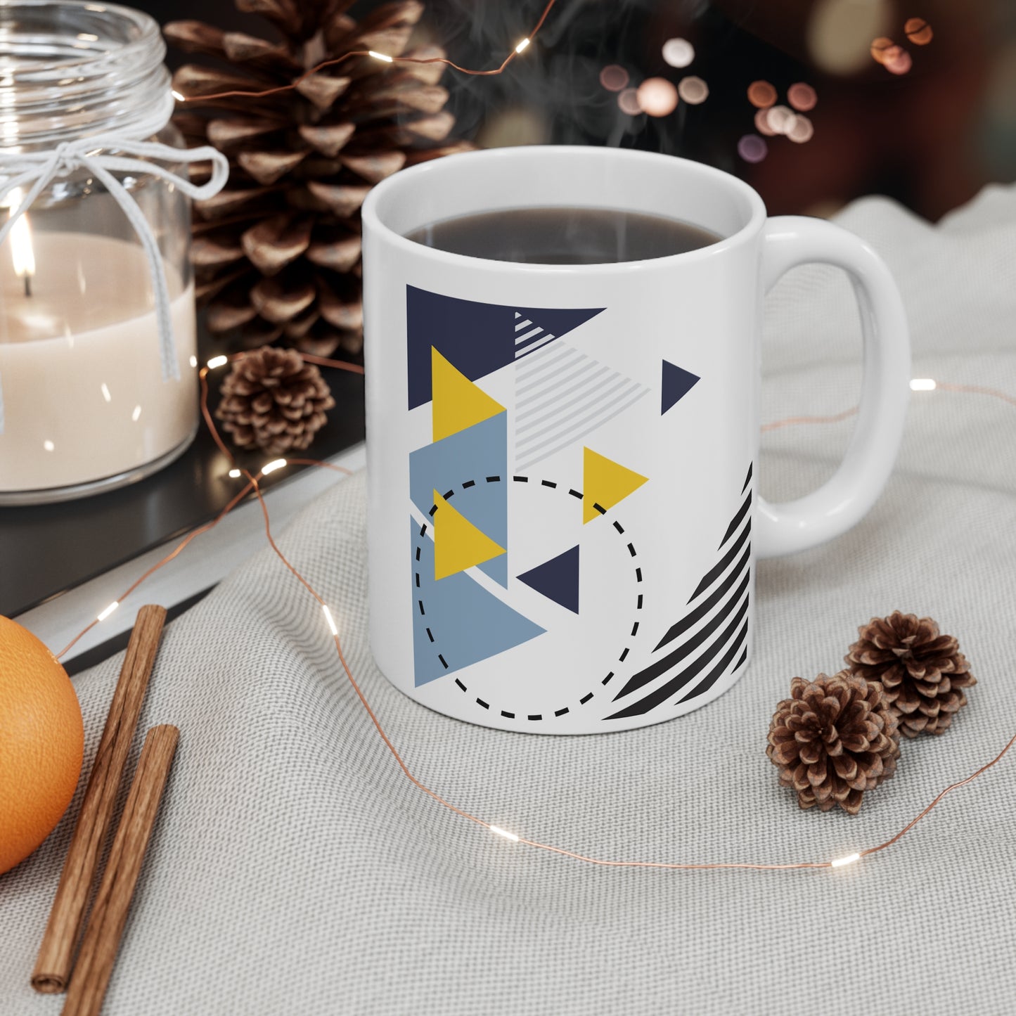 Colorful Geometric Triangle Mug | 11oz Ceramic Mug | Abstract Architect-Designed Pattern