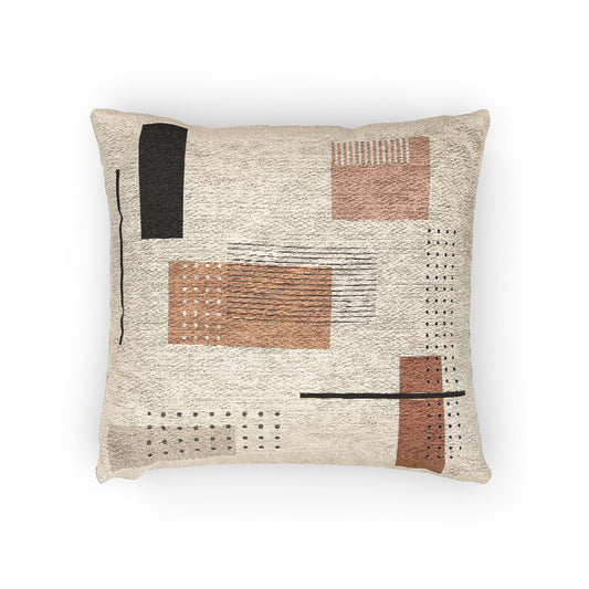 Abstract Geometric Throw Pillow – Beige, Yellow & Black Modern Design