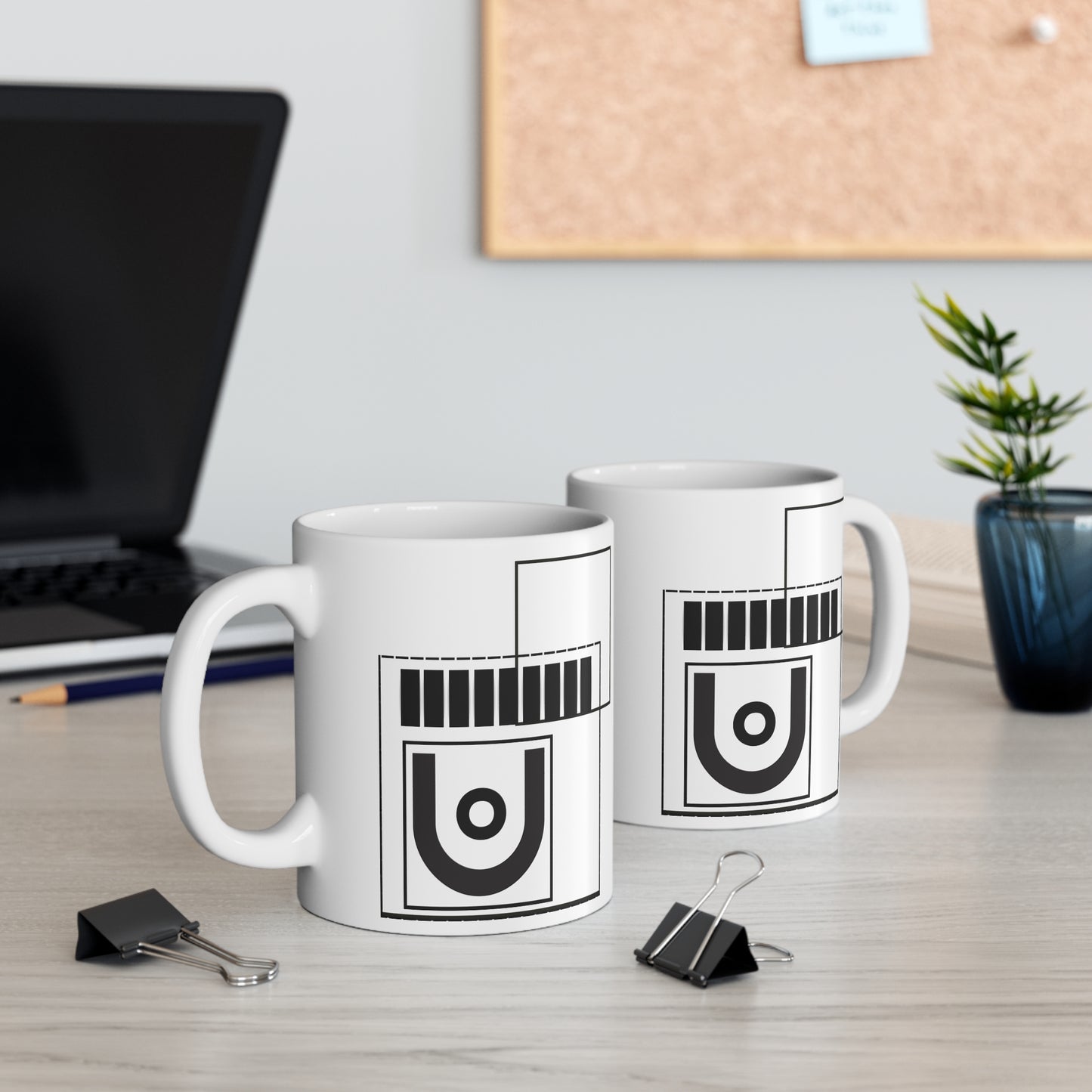Architectural Symbol Mug | 11oz Ceramic Coffee Mug | Black & White Modern Abstract Design