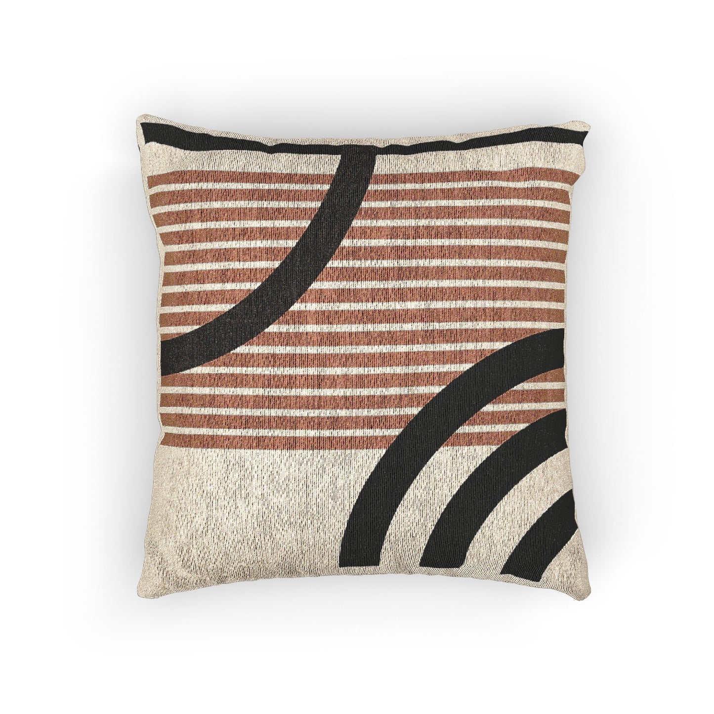 Stripes & Arcs – Geometric Woven Throw Pillow