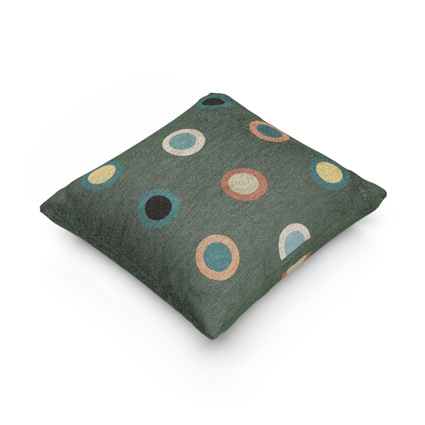 “Signal Circles” – Geometric Color-Blocked Throw Pillow - Grey