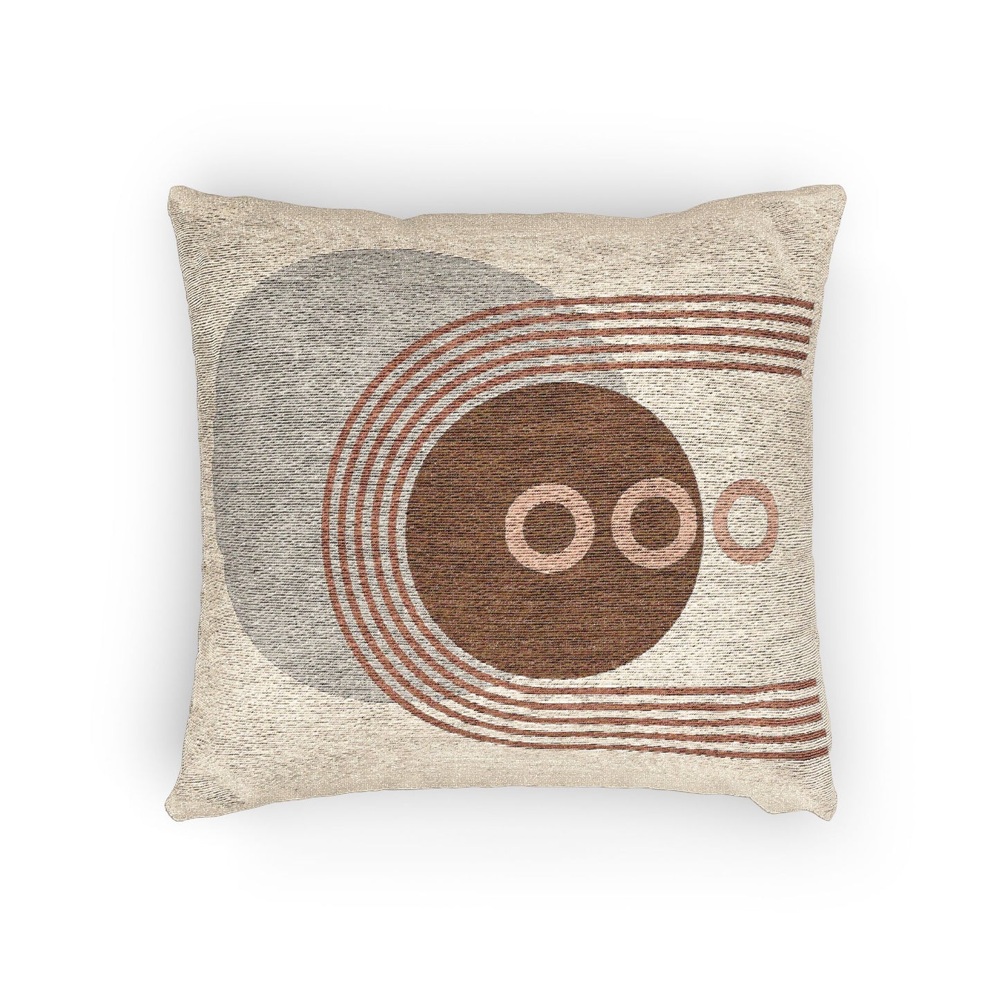 Terracotta Cascade – Geometric Woven Throw Pillow