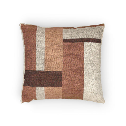 Color Band Throw Pillow – Orange, Brown & Cream Geometry