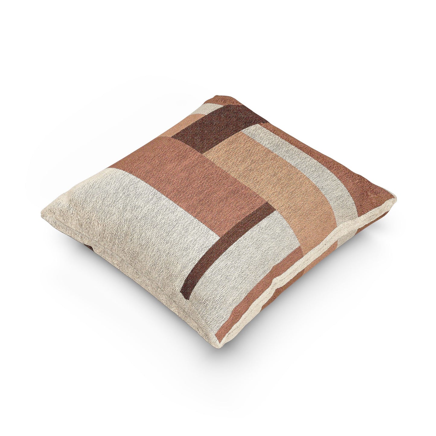 Color Band Throw Pillow – Orange, Brown & Cream Geometry