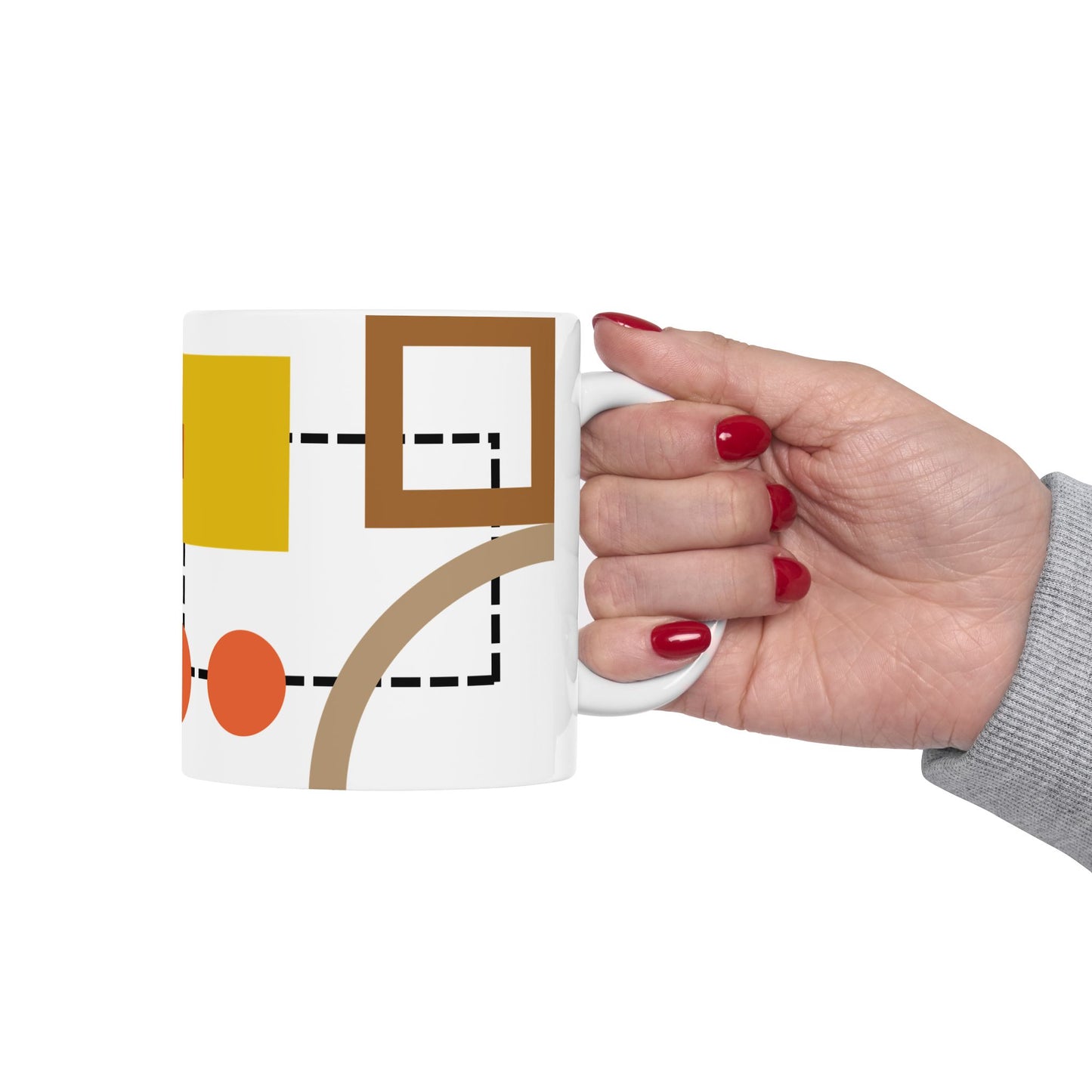 Shapes & Color Blocks Abstract Coffee Mug | Mid-Century Kitchenware | 11 oz Mug