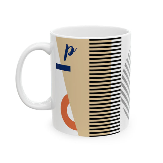 "P" Constructivist Monogram Mug – Bauhaus Geometric Studio Cup | 11 oz Mug