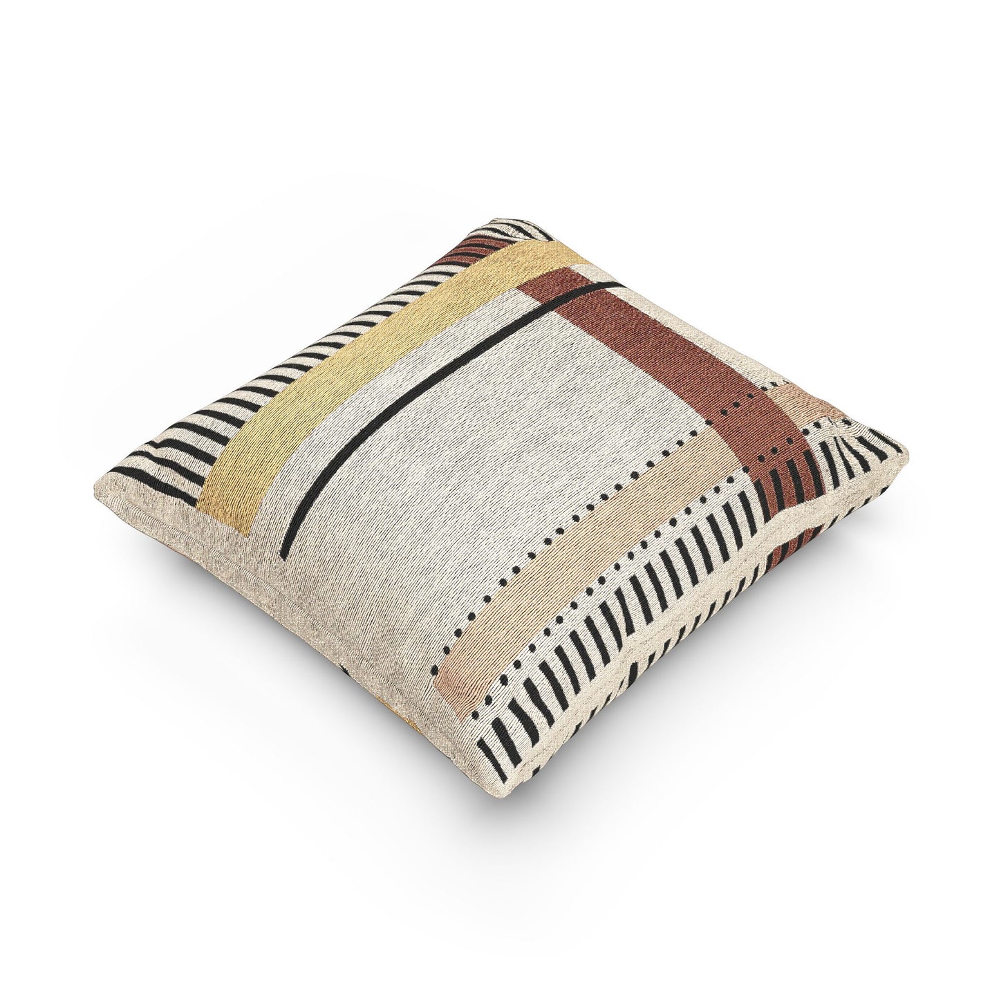 Signal Bars Throw Pillow – Yellow, Orange & Red Geometry on Black