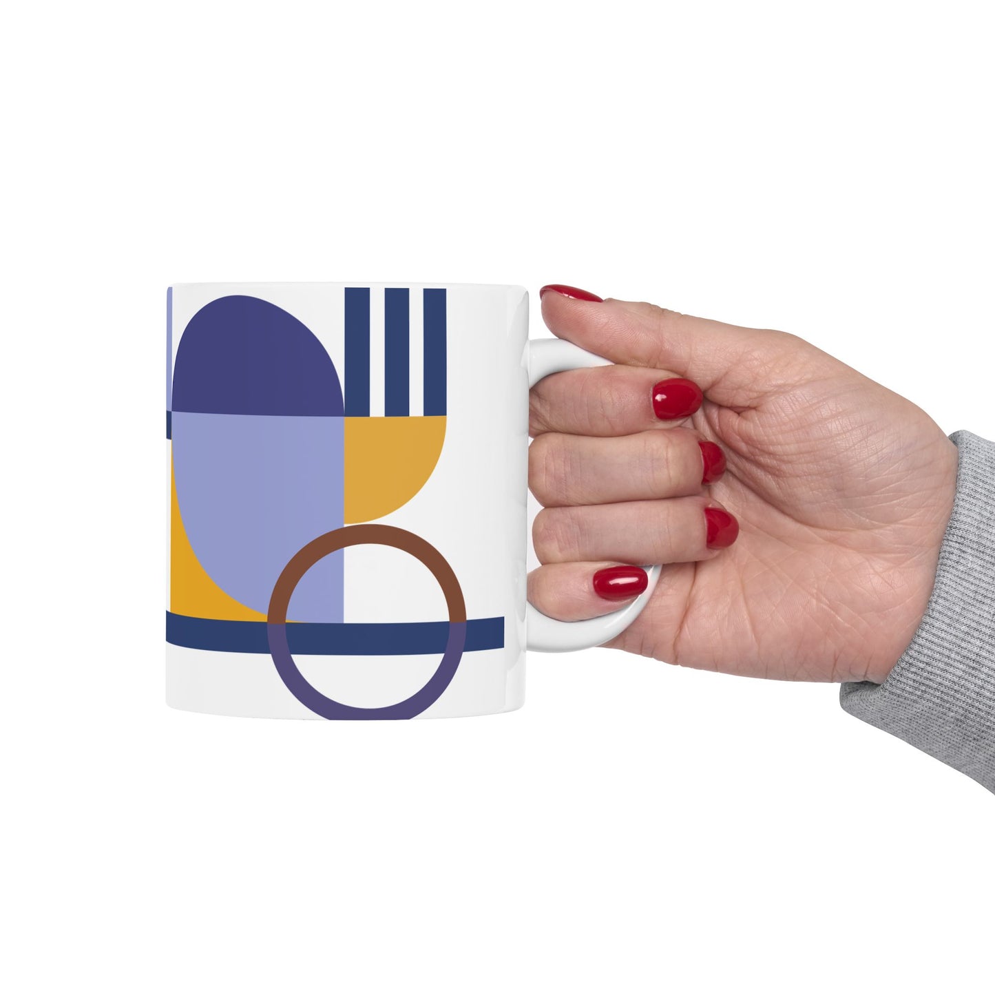 Abstract Mustard & Navy Geometry Coffee Mug | 11 oz Mug