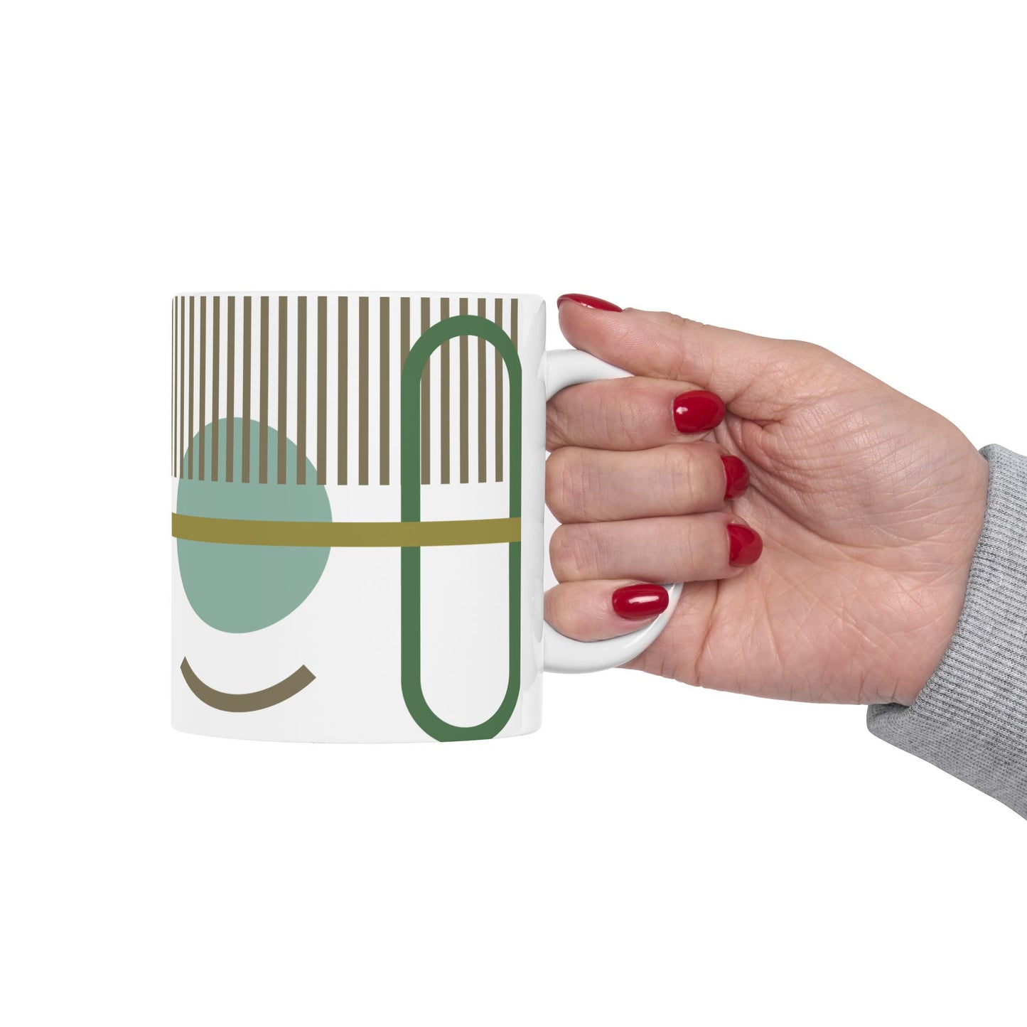 Olive Circle & Earth Tone Coffee Mug | 11 oz Mug