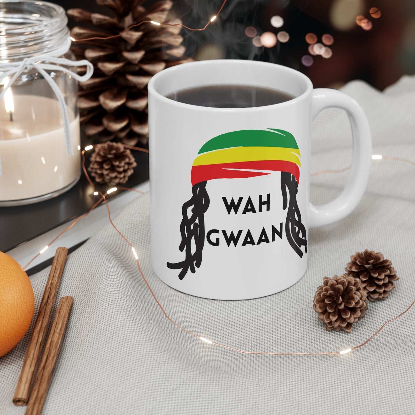“Dreadlock Spirit” – Ceramic Mug with Colorful Headband Design