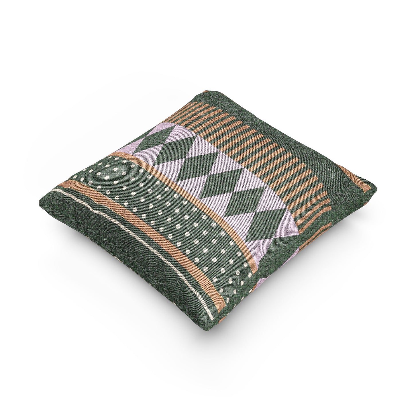 “Midnight Bandwidth” – Patterned Throw Pillow in Gold, Lavender & Noir