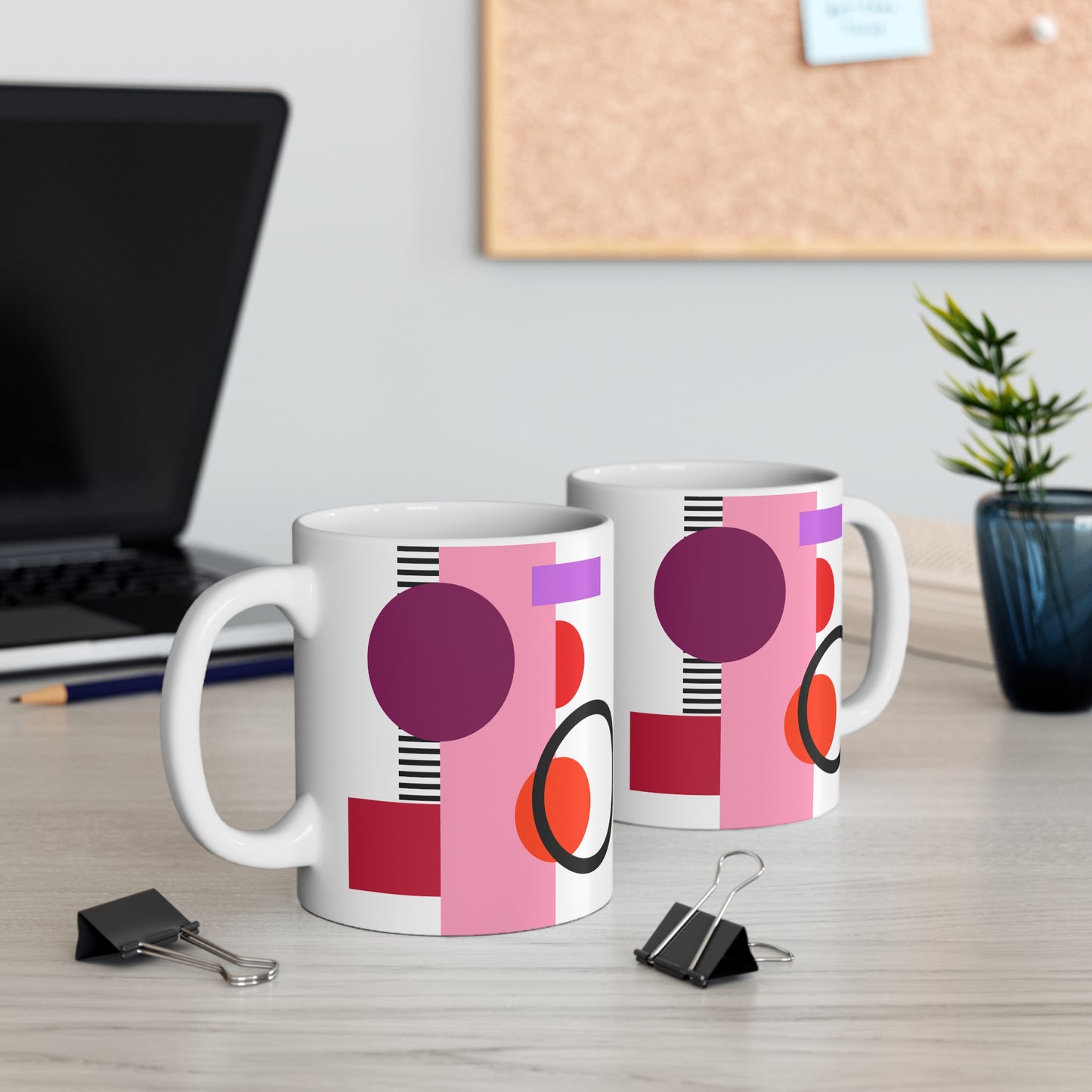 Abstract Modern Art Ceramic Mug – Bold Geometric Shapes & Vibrant Color Block Design