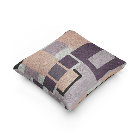 Minimalist Geometric Throw Pillow | Abstract Nested Rectangles Cushion | Dusty Lilac & Peach Decor