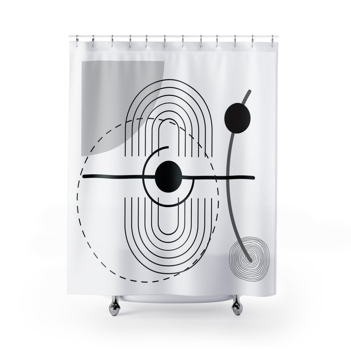 Abstract Modern Shower Curtain – Orbital Geometric Design