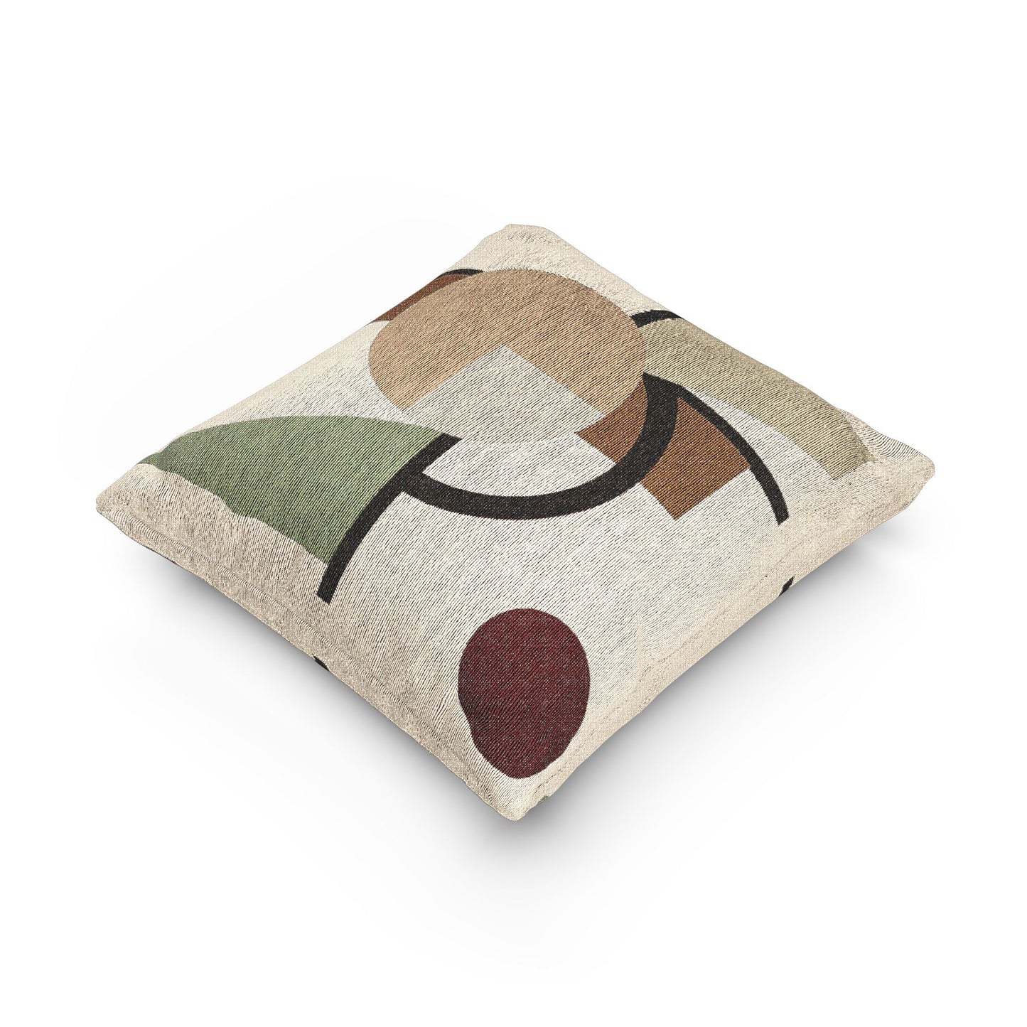 “Elemental Assembly” – Geometric Throw Pillow in Earth & Moss Tones