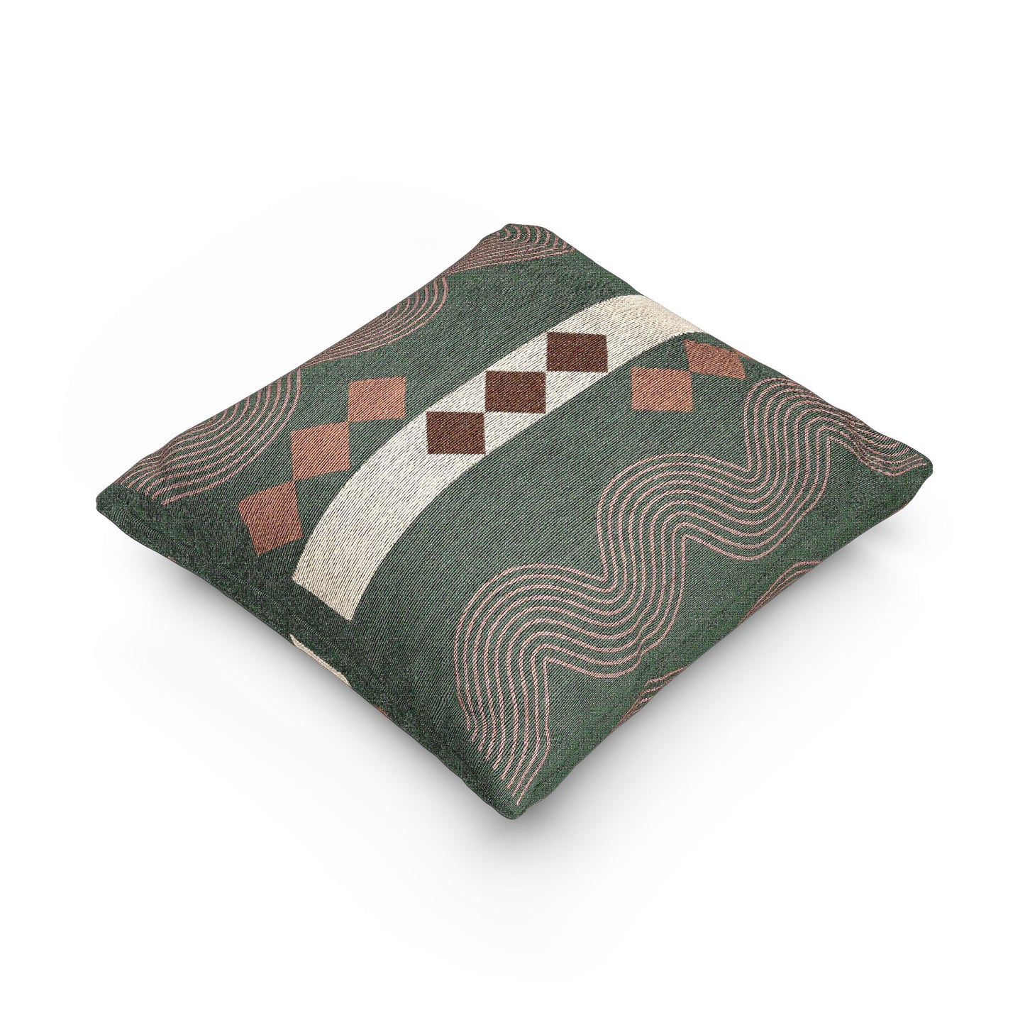 “Wavelength Spine” – Abstract Throw Pillow in Cream & Brown