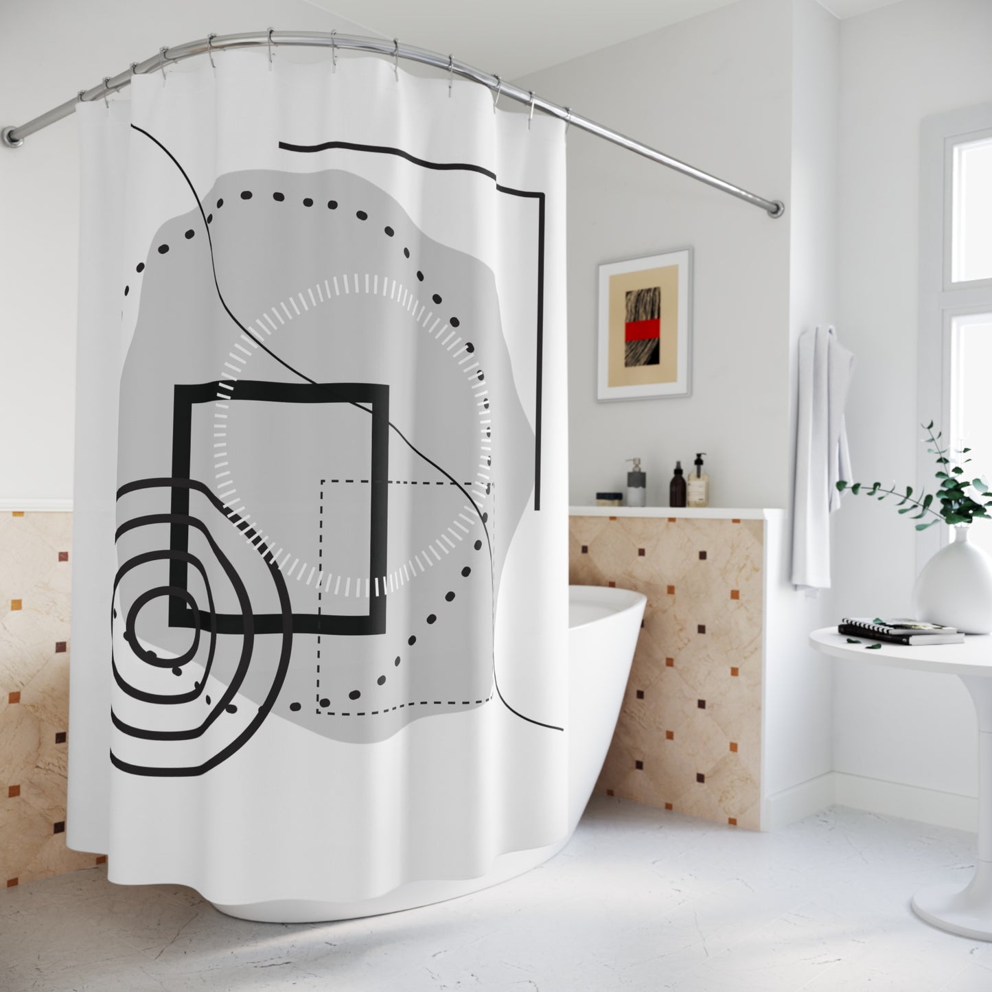 Elegant Geometric Shower Curtain – Modern Bath Decor