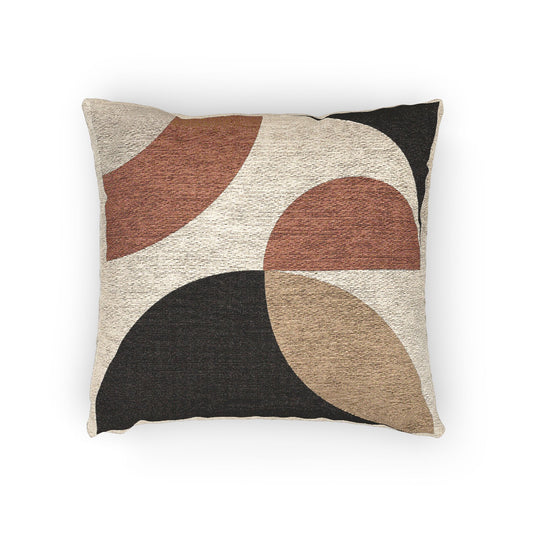 “Intersect Orbit” – Geometric Throw Pillow in Earth & Ink Tones