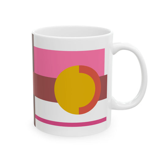 Sunset Geometry Mug – Warm Tones & Abstract Shapes | Mid-Century Kitchenware | 11 oz Mug