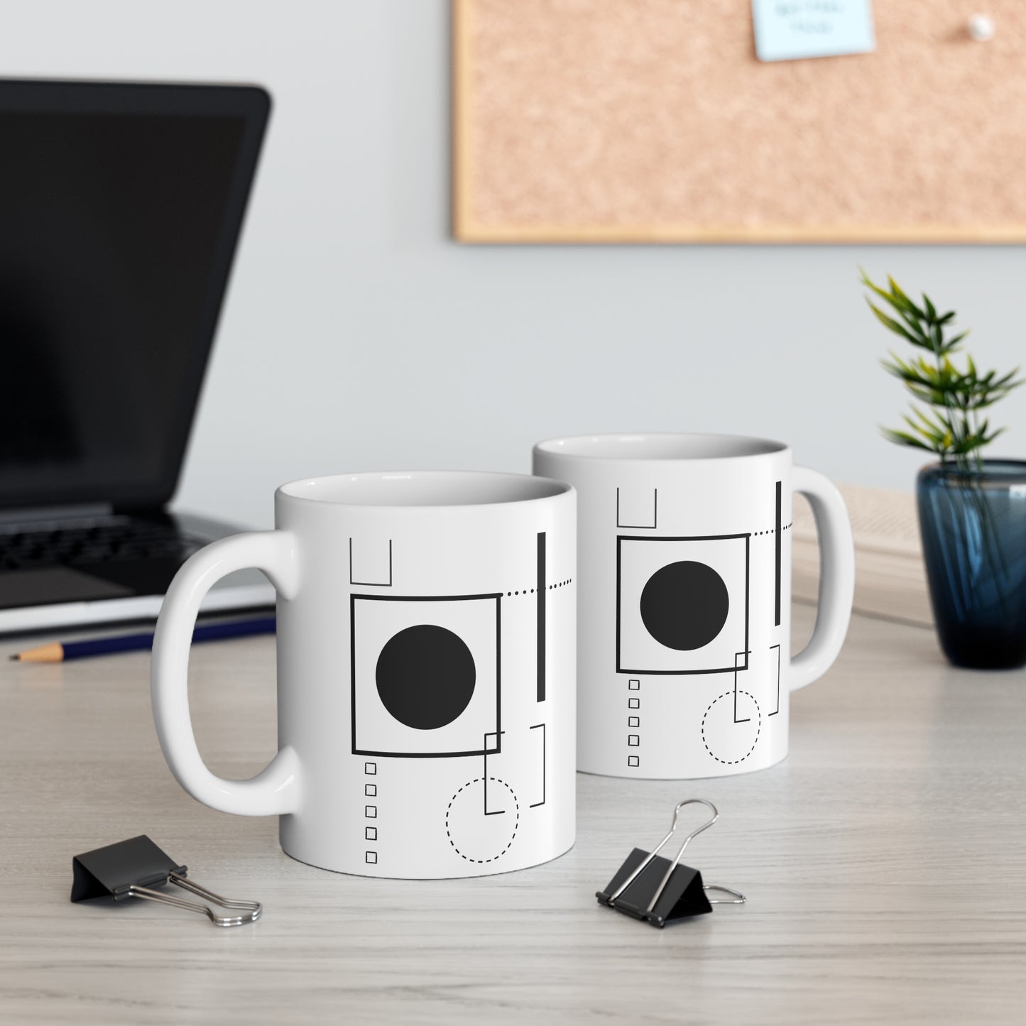 Abstract Contrast Mug | 11oz Ceramic Coffee Mug | Minimalist Black Geometric Line Art