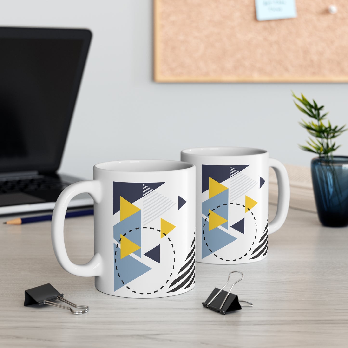 Colorful Geometric Triangle Mug | 11oz Ceramic Mug | Abstract Architect-Designed Pattern