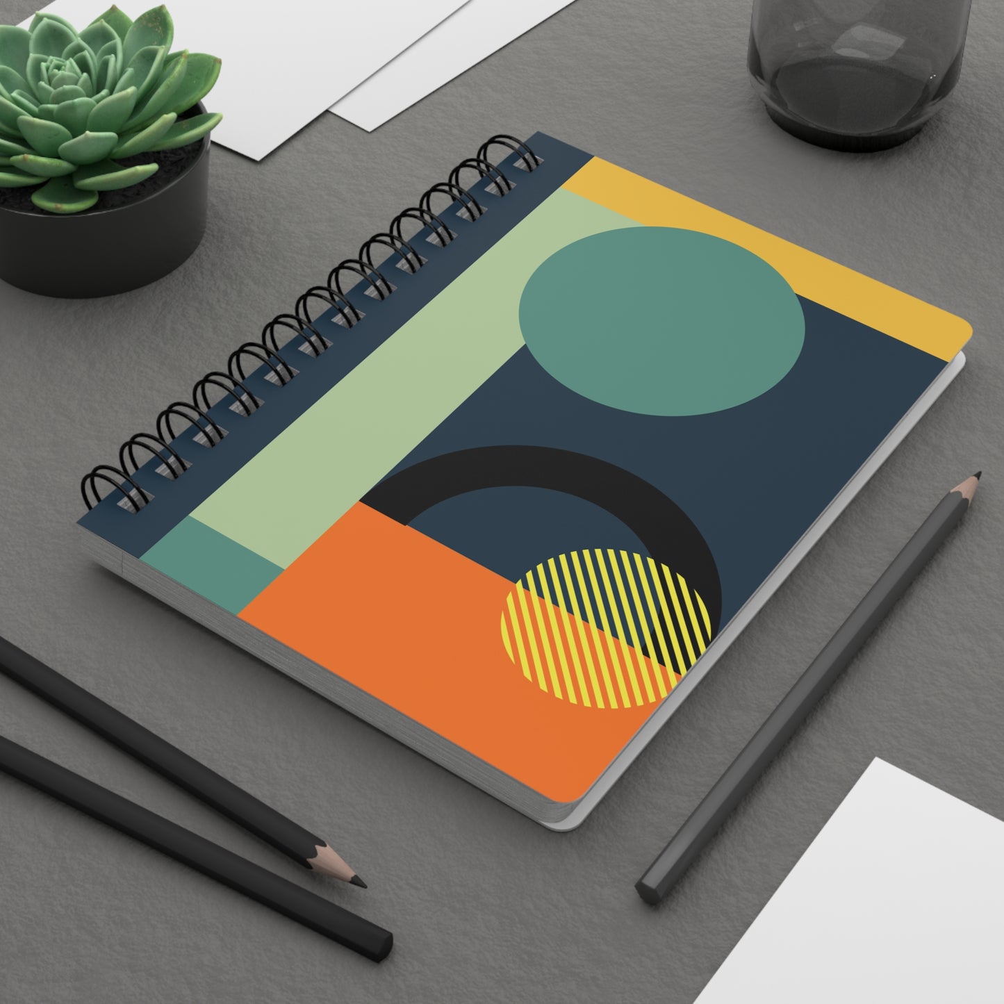 Orbit & Form: Modern Geometric Spiral Notebook