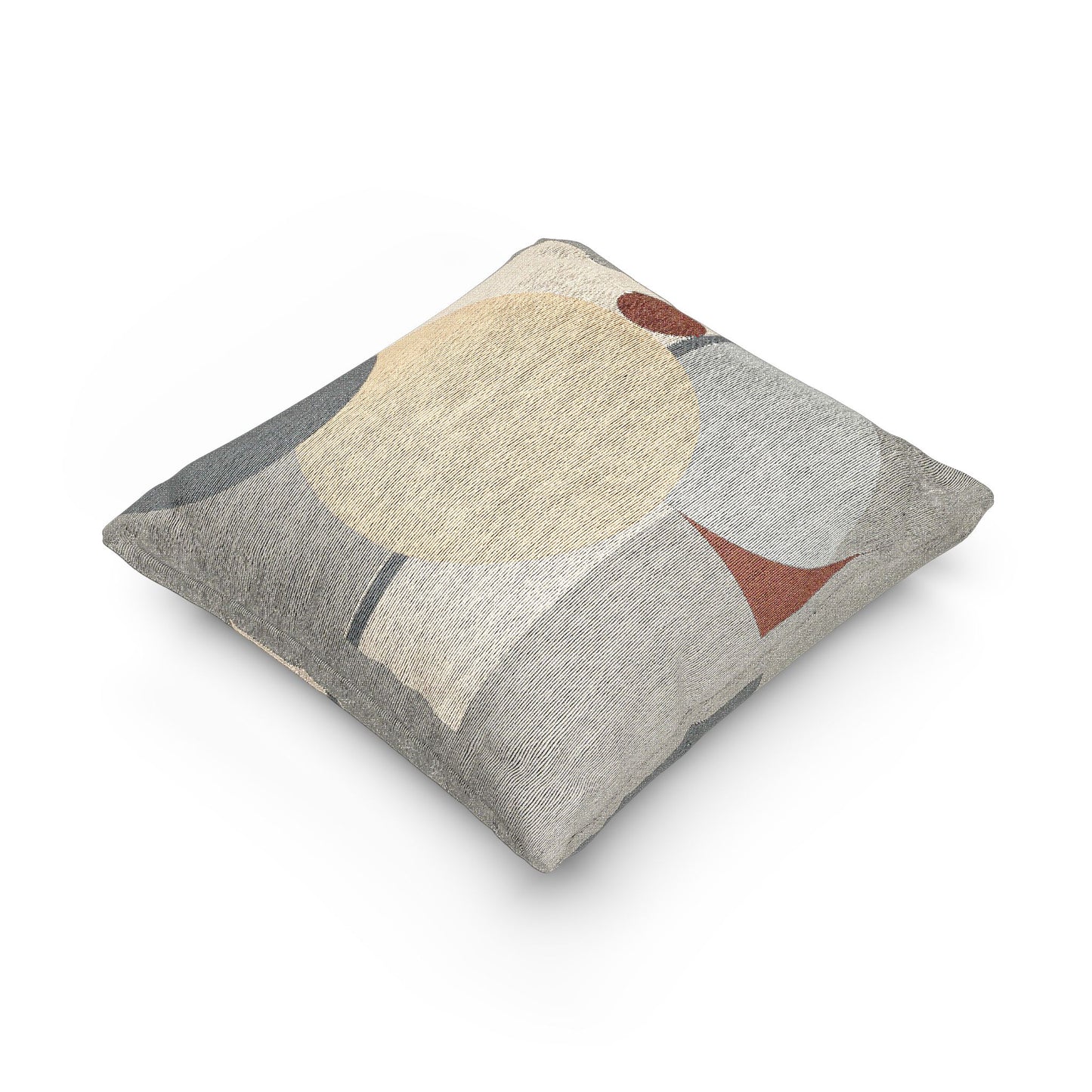 Concentric Harmony Throw Pillow – Peach, Maroon & Gray Geometry
