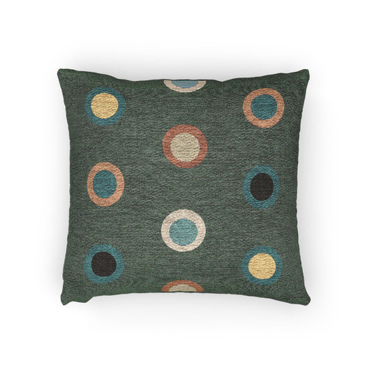 “Signal Circles” – Geometric Color-Blocked Throw Pillow - Grey