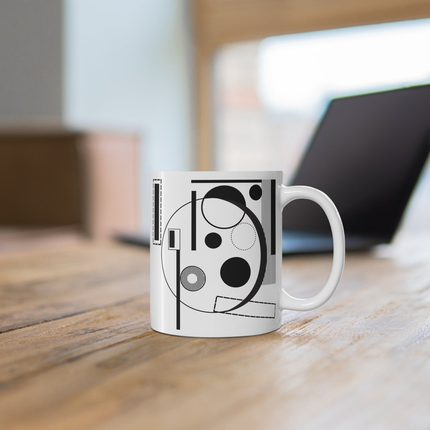 Conceptual Geometry Mug – Crescent, Particle & Axis-Inspired Design