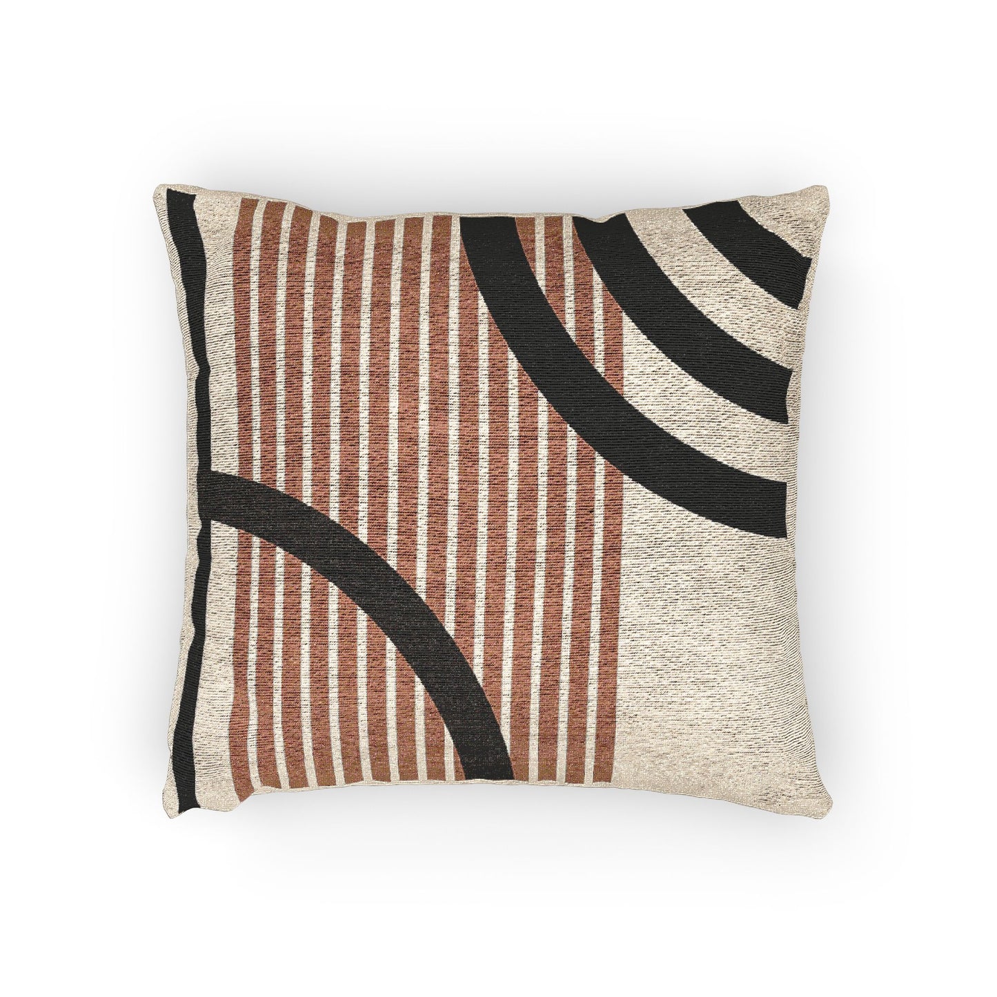 Stripes & Arcs – Geometric Woven Throw Pillow