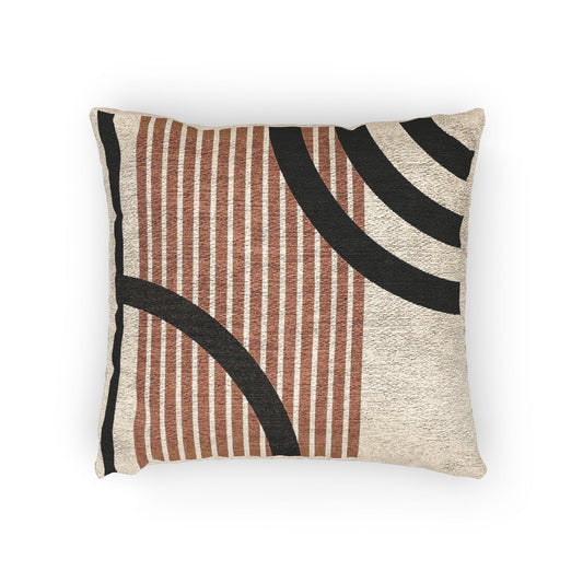 Stripes & Arcs – Geometric Woven Throw Pillow