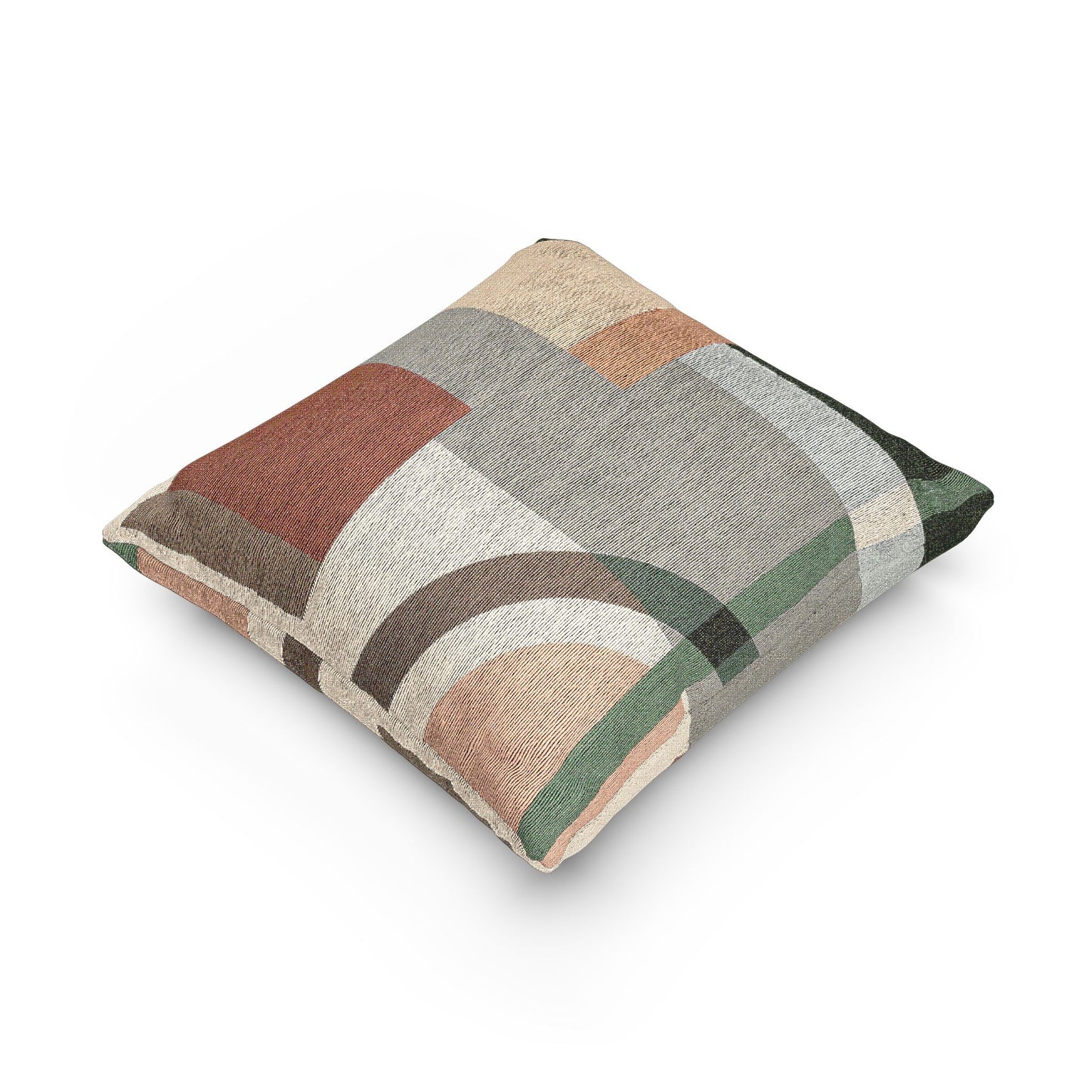“Contours in Calm” Abstract Geometric Pillow – Earthy Green & Neutral Tones