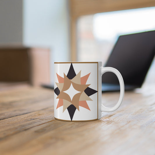 “Nested Harmony” – Ceramic Mug with Layered Star Motif