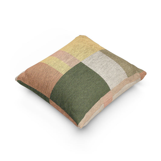 Earthy Geometric Block Throw Pillow – Woven Accent Cushion