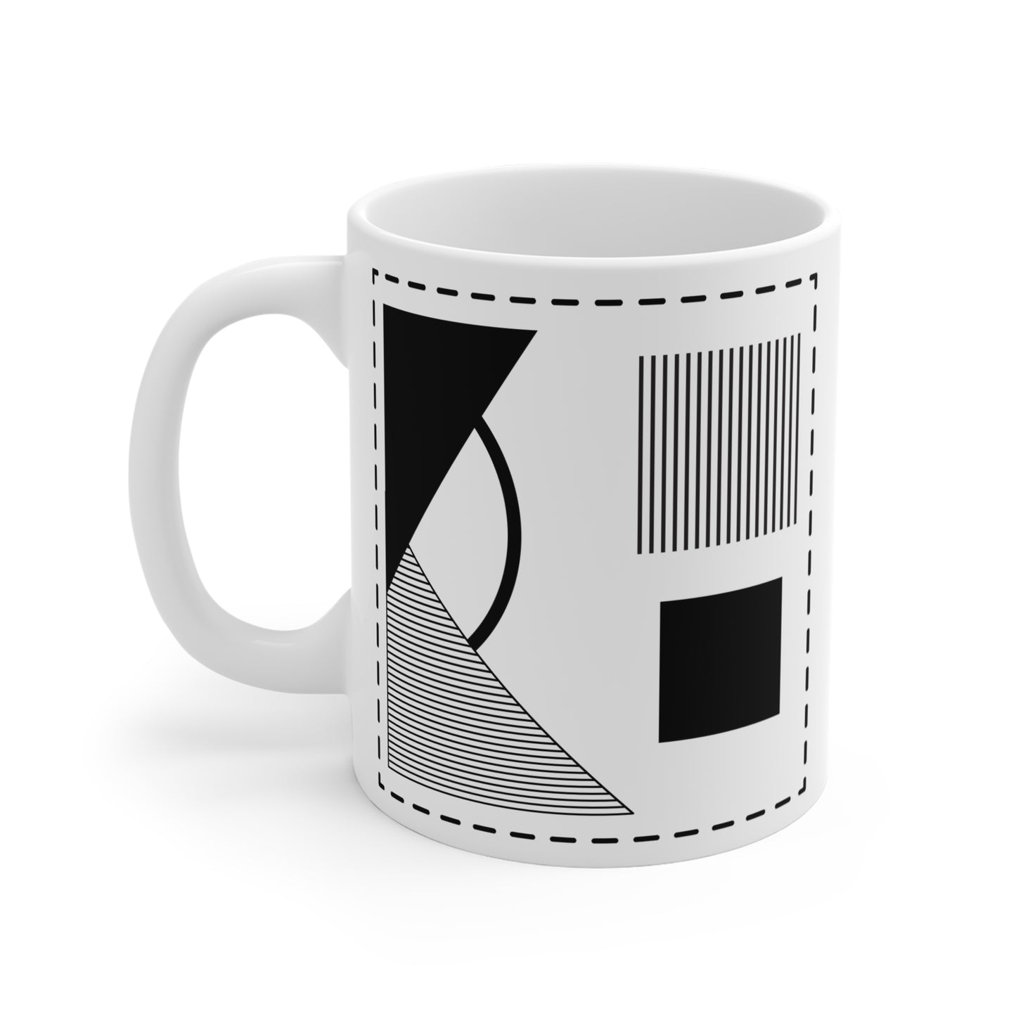 Vertical Lines Mug | 11oz Ceramic Coffee Mug | Minimalist Black & White Stripe Design