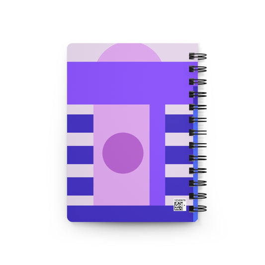 Dynamic Pop Art Geometric Spiral Notebook | Vibrant Purple & Blue Abstract Journal | Bold Modern Stationery