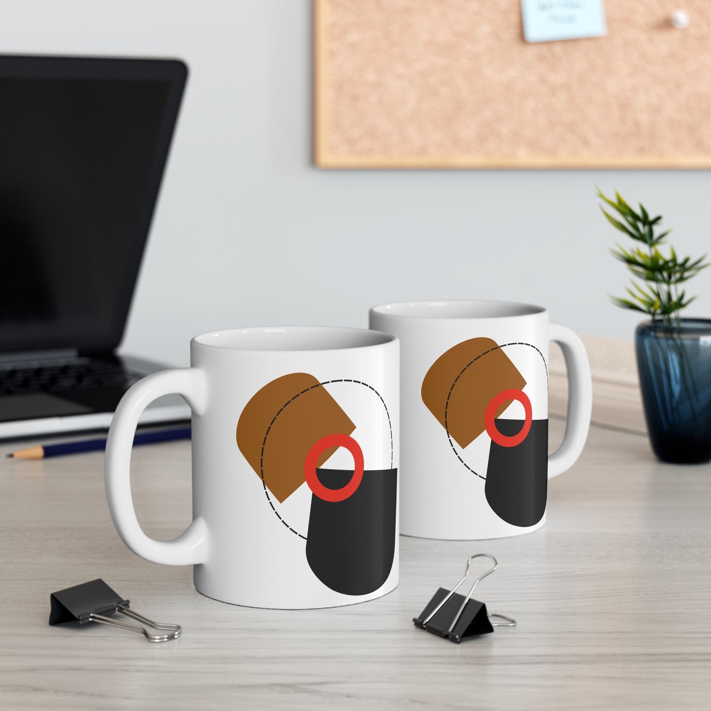 Abstract Shapes Mug | 11oz Ceramic Coffee Cup | Mid-Century Modern Inspired Design