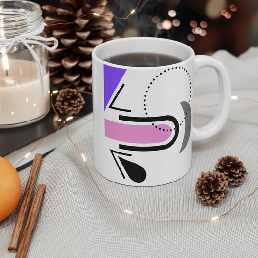 Abstract Geometry Mug – Purple, Pink & Gray with Dotted Accents