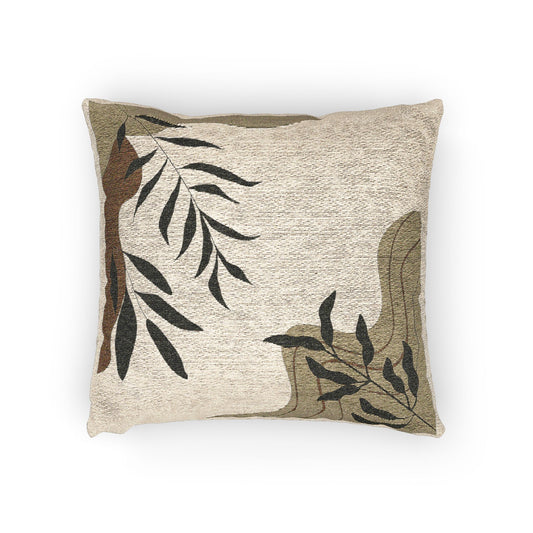 Botanical Flow Throw Pillow – Earthy Tones & Organic Geometry