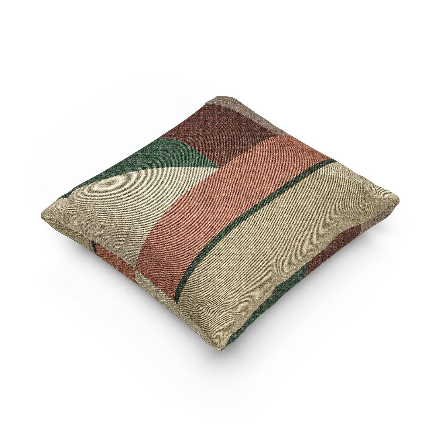 Earthy Abstract Woven Throw Pillow | Terracotta, Sage & Taupe Geometric Cushion