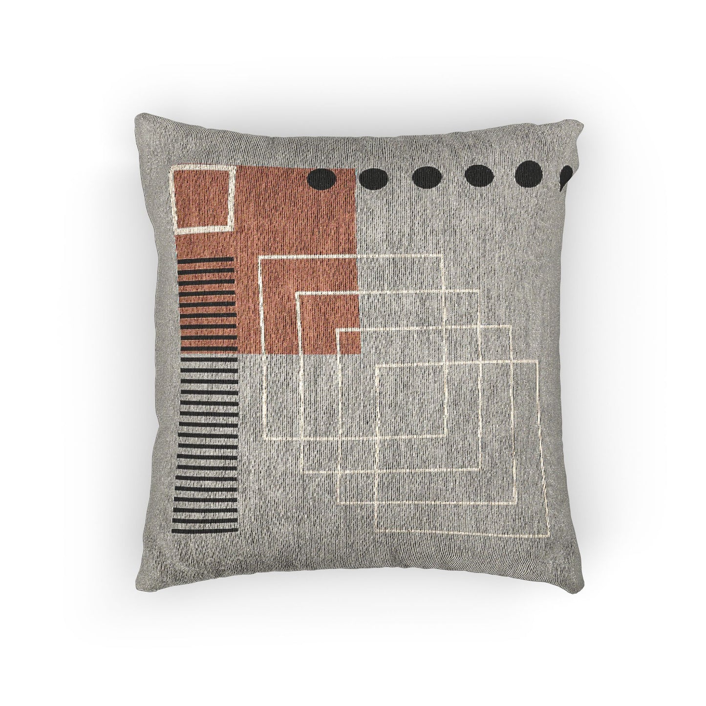 Golden Grid – Geometric Woven Throw Pillow