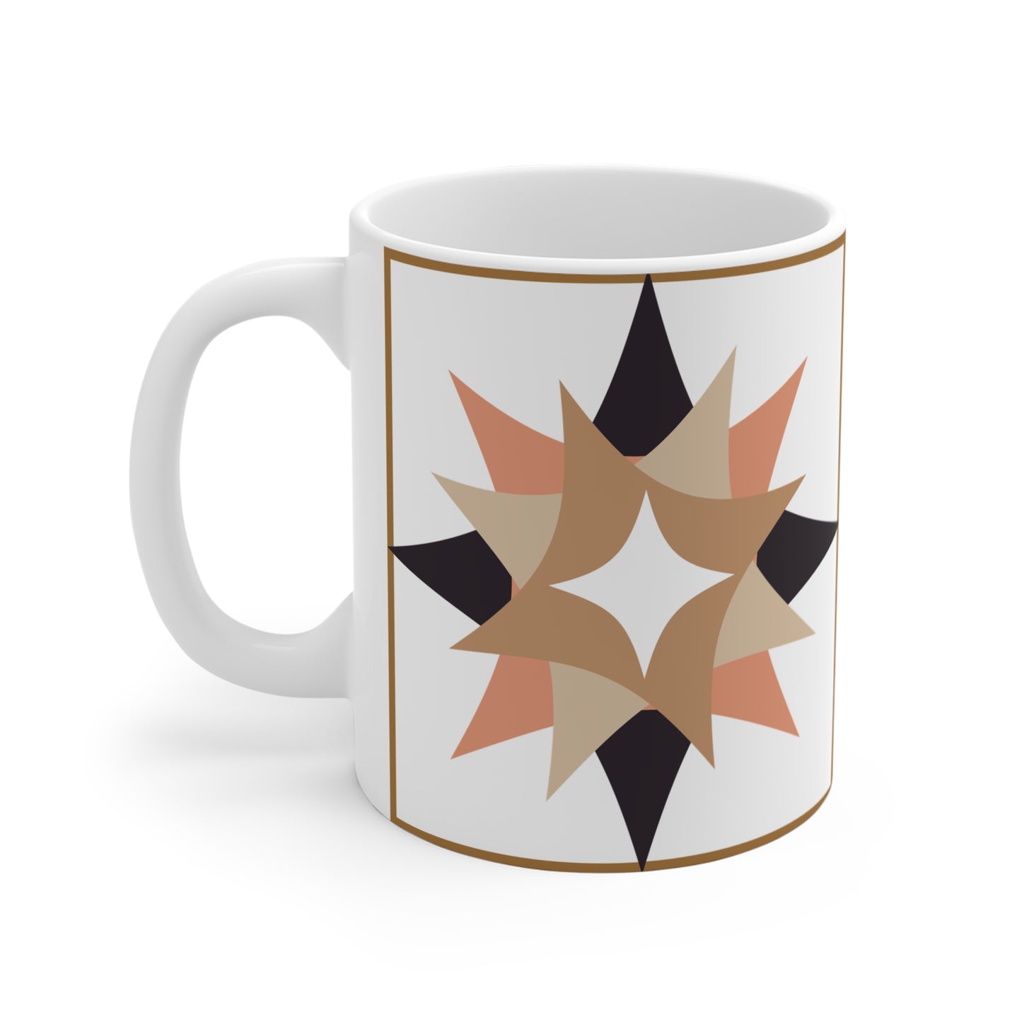 “Nested Harmony” – Ceramic Mug with Layered Star Motif