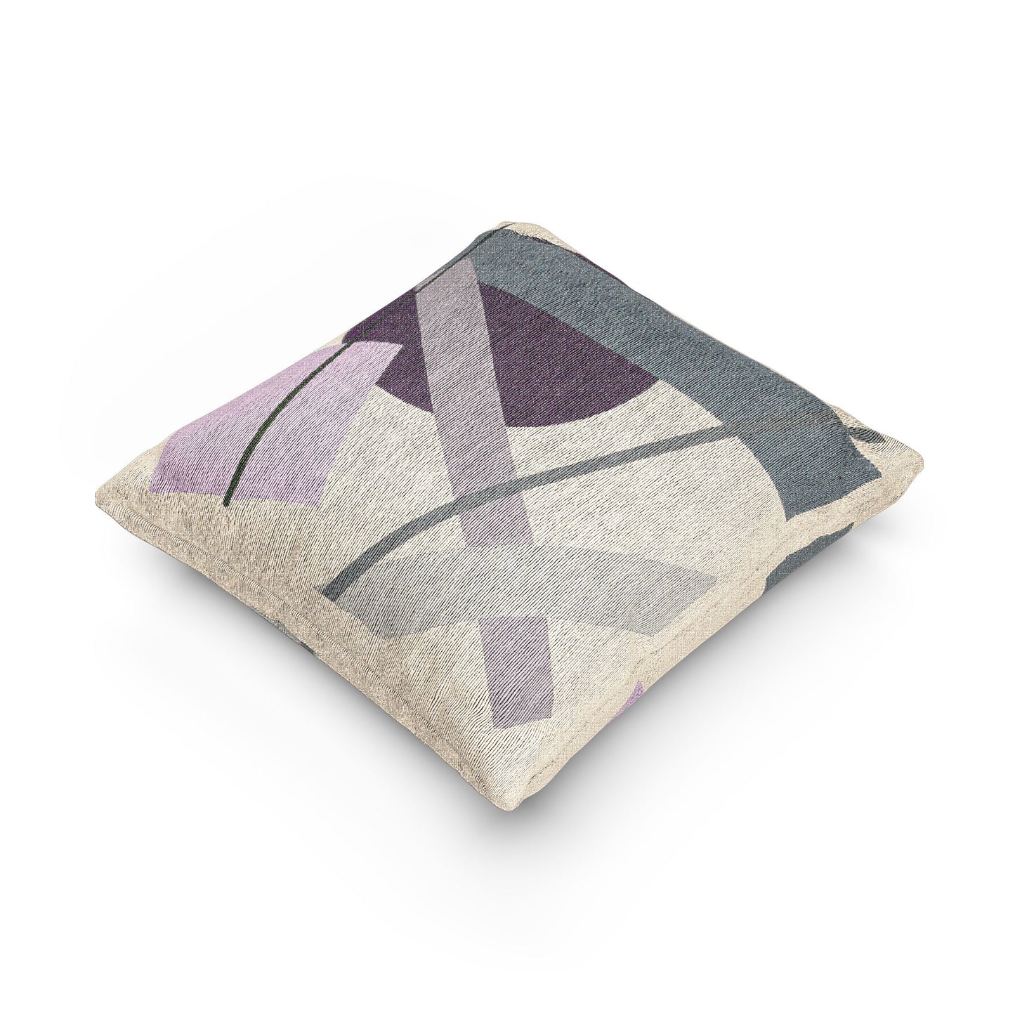 “Intersect Drift” – Abstract Throw Pillow in Lavender, Gray & Violet