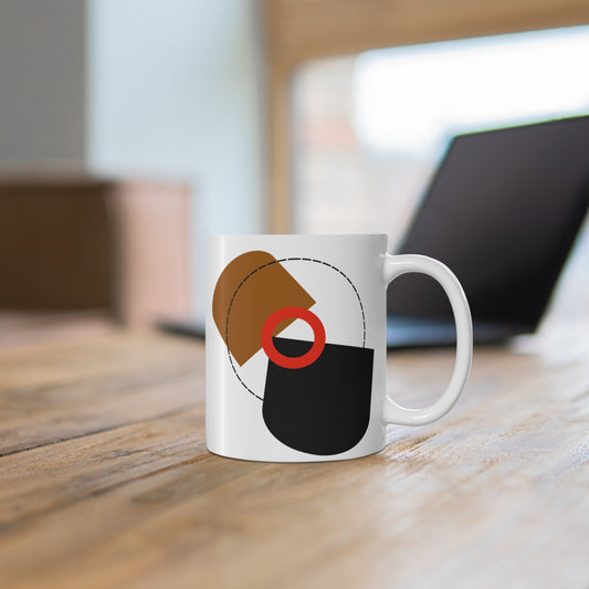 Abstract Shapes Mug | 11oz Ceramic Coffee Cup | Mid-Century Modern Inspired Design