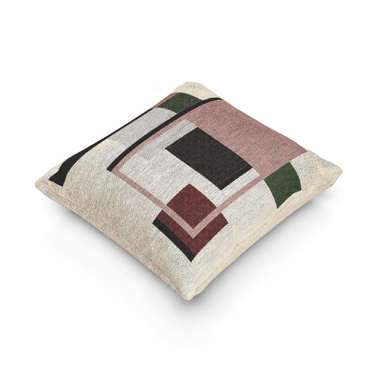Modern Blocks Throw Pillow – Overlapping Rectangles in Red, Gray & Beige