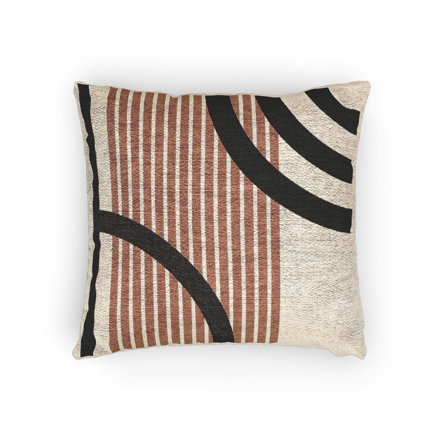 Stripes & Arcs – Geometric Woven Throw Pillow
