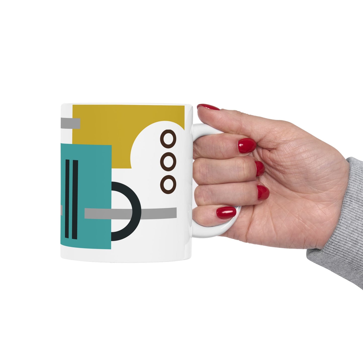 "I" Geometric Composition – Bauhaus Abstract Monogram Mug | 11 oz Mug