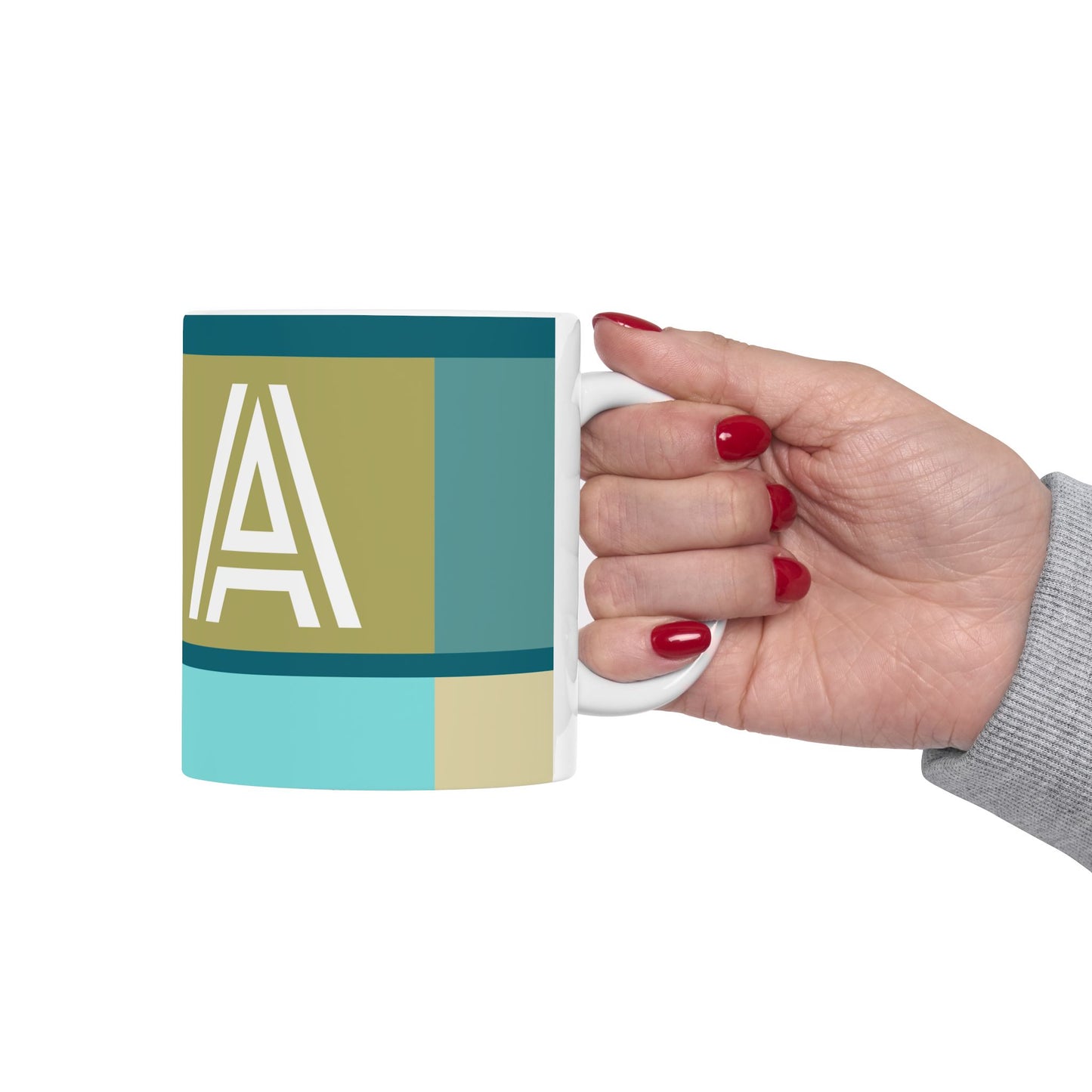 "A" Geometric Composition – Bauhaus Abstract Monogram Mug | 11 oz Mug