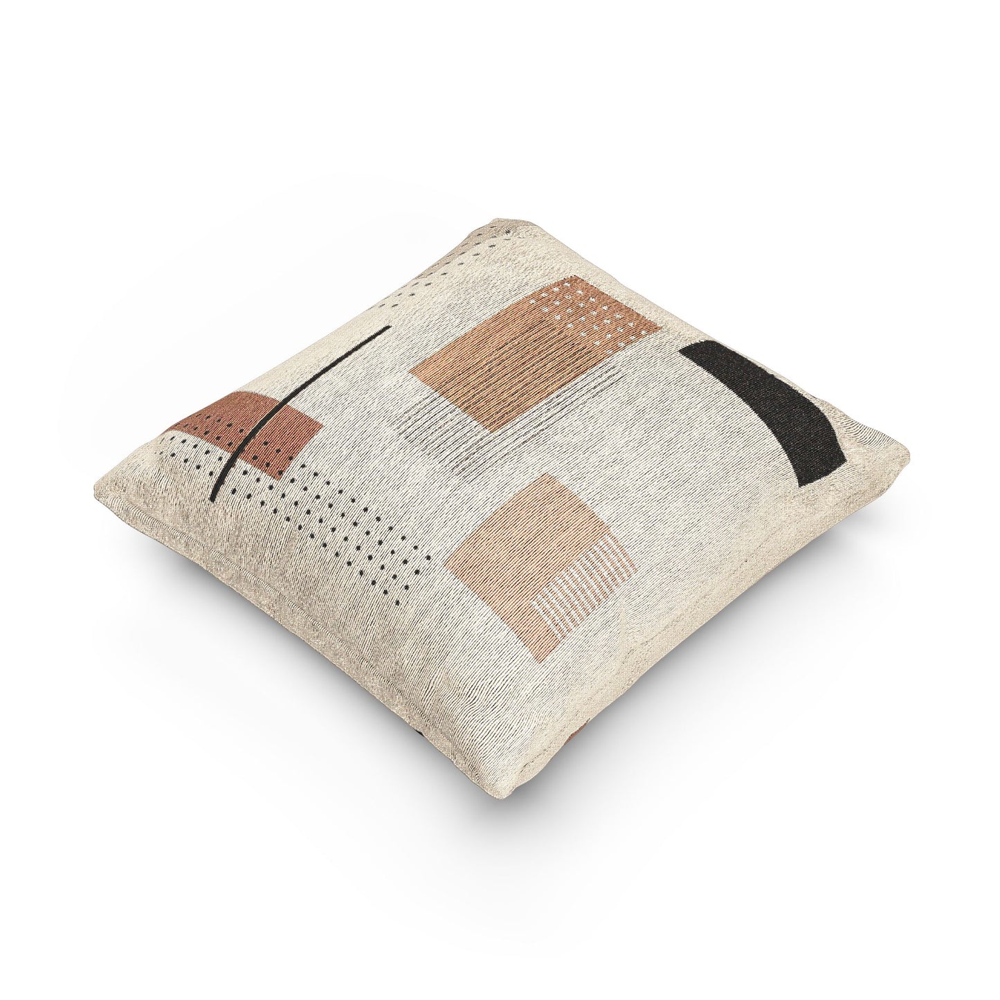 Abstract Geometric Throw Pillow – Beige, Yellow & Black Modern Design